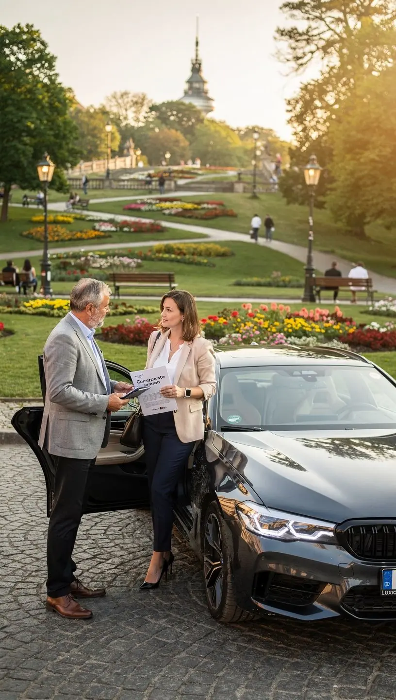 Luxusní automobil k pronájmu s elegantním designem.